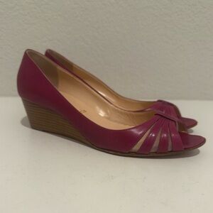 CHRISTIAN LOUBOUTIN Vintage Y2K Fuchsia Purple Peep-Toe Wedges Mesh Cutouts 40.5